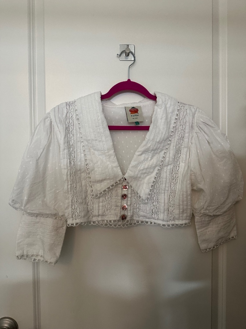 FARM RIO - White Crop Top, Small